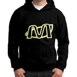 Gildan Hoodie (on man) Black Megamarca