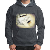 Gildan Hoodie (on man) Dark heather Megamarca