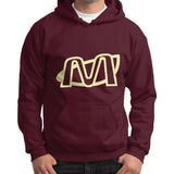 Gildan Hoodie (on man) Maroon Megamarca