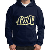 Gildan Hoodie (on man) Navy Megamarca