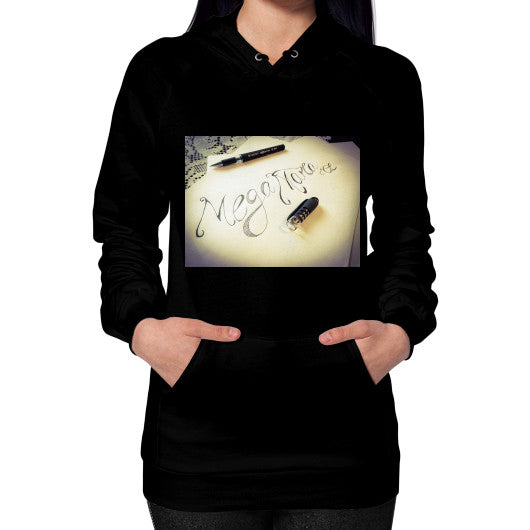 Hoodie (on woman) Black Megamarca