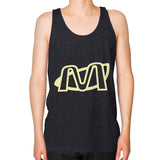 Unisex Fine Jersey Tank (on man) Tri-Blend Black Megamarca