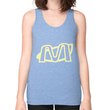 Unisex Fine Jersey Tank (on woman) Tri-Blend Blue Megamarca