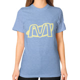 Unisex T-Shirt (on woman) Tri-Blend Blue Megamarca