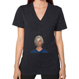 V-Neck (on woman) Tri-Blend Black Megamarca