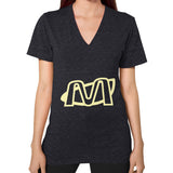 V-Neck (on woman) Tri-Blend Black Megamarca