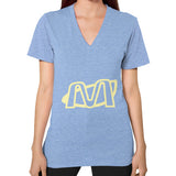 V-Neck (on woman) Tri-Blend Blue Megamarca