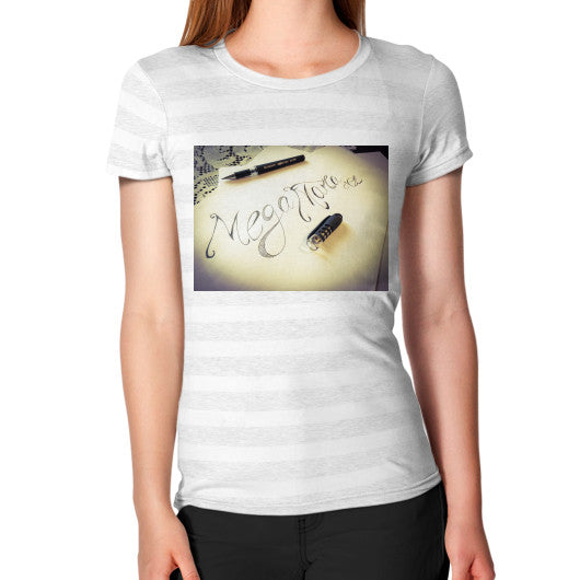 Women's T-Shirt Ash White Stripe Megamarca