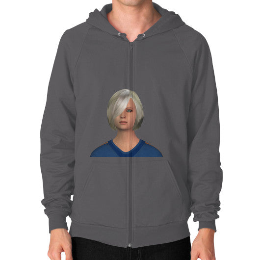 Zip Hoodie (on man) Asphalt Megamarca