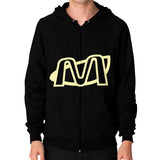Zip Hoodie (on man) Black Megamarca