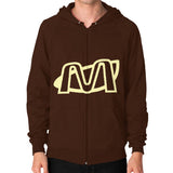 Zip Hoodie (on man) Brown Megamarca