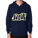 Zip Hoodie (on man) Navy Megamarca