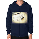Zip Hoodie (on man) Navy Megamarca