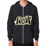 Zip Hoodie (on man) Tri-Blend Black Megamarca