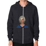 Zip Hoodie (on man) Tri-Blend Black Megamarca