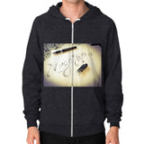 Zip Hoodie (on man) Tri-Blend Black Megamarca