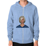Zip Hoodie (on man) Tri-Blend Blue Megamarca