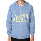 Zip Hoodie (on man) Tri-Blend Blue Megamarca