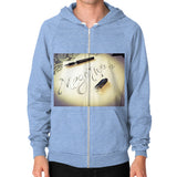 Zip Hoodie (on man) Tri-Blend Blue Megamarca