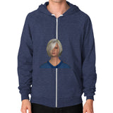 Zip Hoodie (on man) Tri-Blend Navy Megamarca