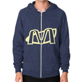 Zip Hoodie (on man) Tri-Blend Navy Megamarca