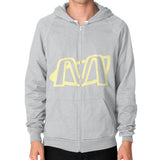 Zip Hoodie (on man) Tri-Blend Silver Megamarca