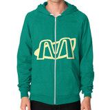 Zip Hoodie (on man) Tri-Blend Vintage Green Megamarca