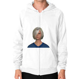 Zip Hoodie (on man) White Megamarca