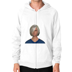 Zip Hoodie (on man) White Megamarca