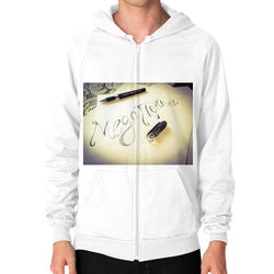 Zip Hoodie (on man) White Megamarca