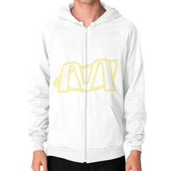 Zip Hoodie (on man) White Megamarca