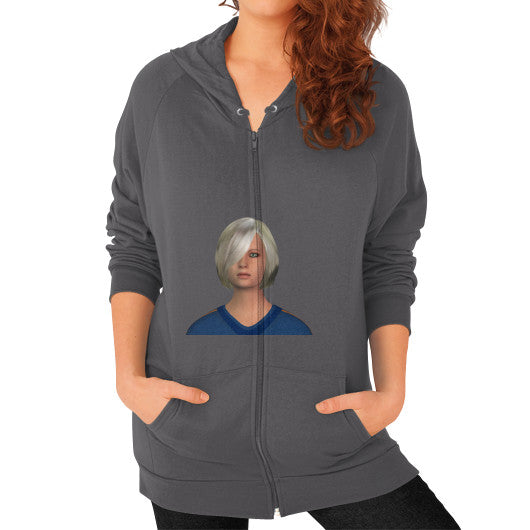 Zip Hoodie (on woman) Asphalt Megamarca