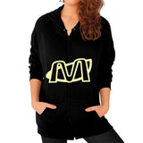 Zip Hoodie (on woman) Black Megamarca