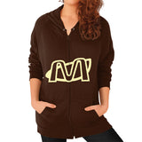 Zip Hoodie (on woman) Brown Megamarca