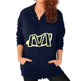 Zip Hoodie (on woman) Navy Megamarca