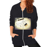 Zip Hoodie (on woman) Tri-Blend Black Megamarca