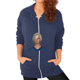 Zip Hoodie (on woman) Tri-Blend Navy Megamarca