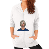 Zip Hoodie (on woman) Tri-Blend Oatmeal Megamarca