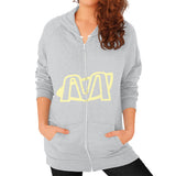 Zip Hoodie (on woman) Tri-Blend Silver Megamarca