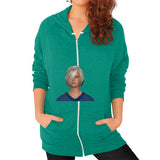 Zip Hoodie (on woman) Tri-Blend Vintage Green Megamarca
