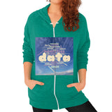 Zip Hoodie (on woman) Tri-Blend Vintage Green Megamarca