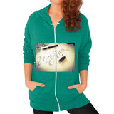Zip Hoodie (on woman) Tri-Blend Vintage Green Megamarca