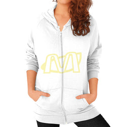 Zip Hoodie (on woman) White Megamarca